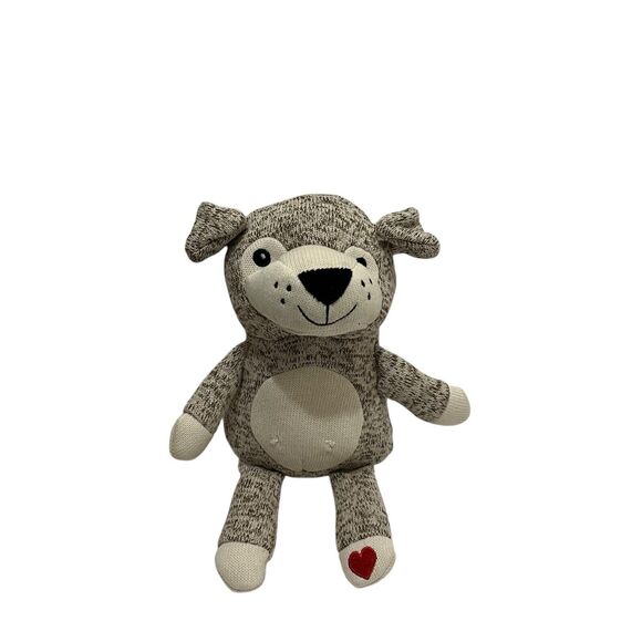 Russell Stover Gray Heathered Red Heart Paw Plush Dog 9" Stuffed Animal - Picture 1 of 9
